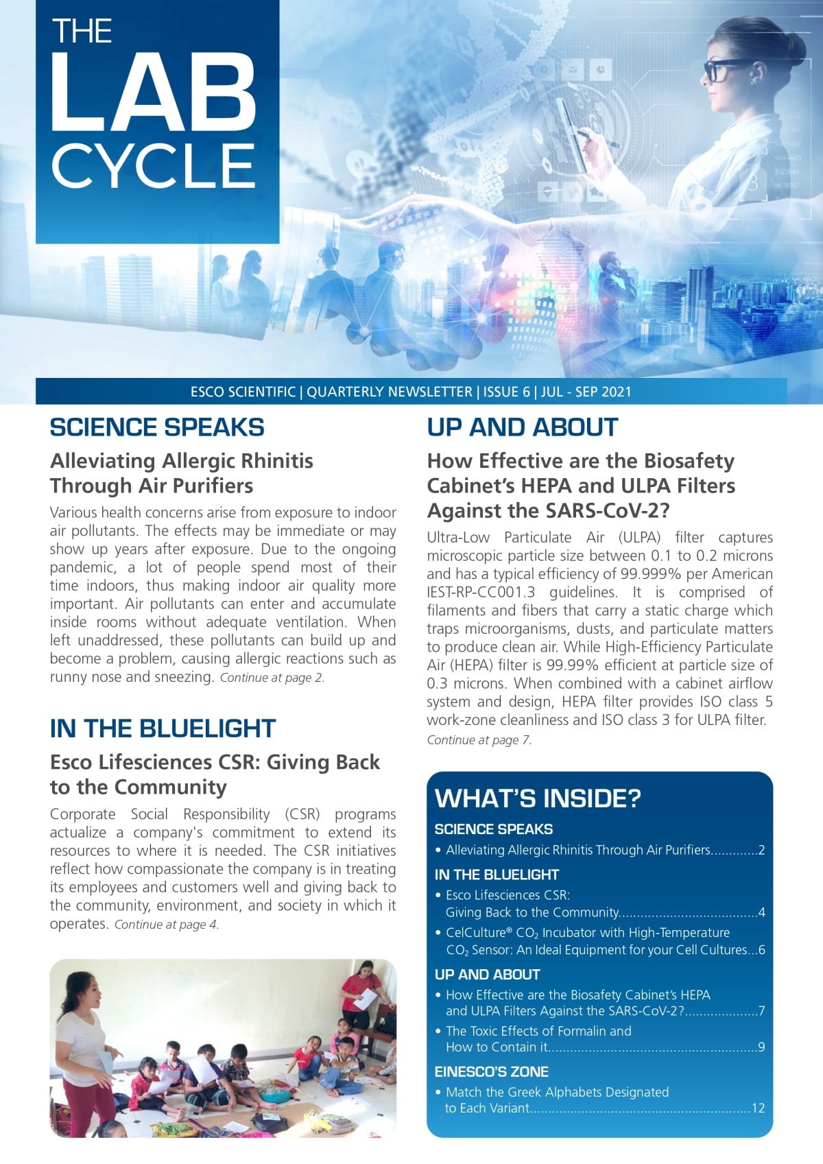 The Lab Cycle: Esco Scientific Quarterly Newsletter - Issue 6, Jul - Sep 2021
