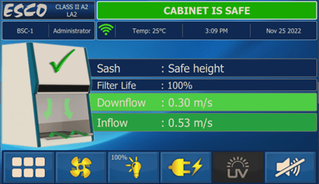 Centurion%20Touchscreen%20Home min - Esco Labculture G4 Class II Type A2 Biological Safety Cabinet