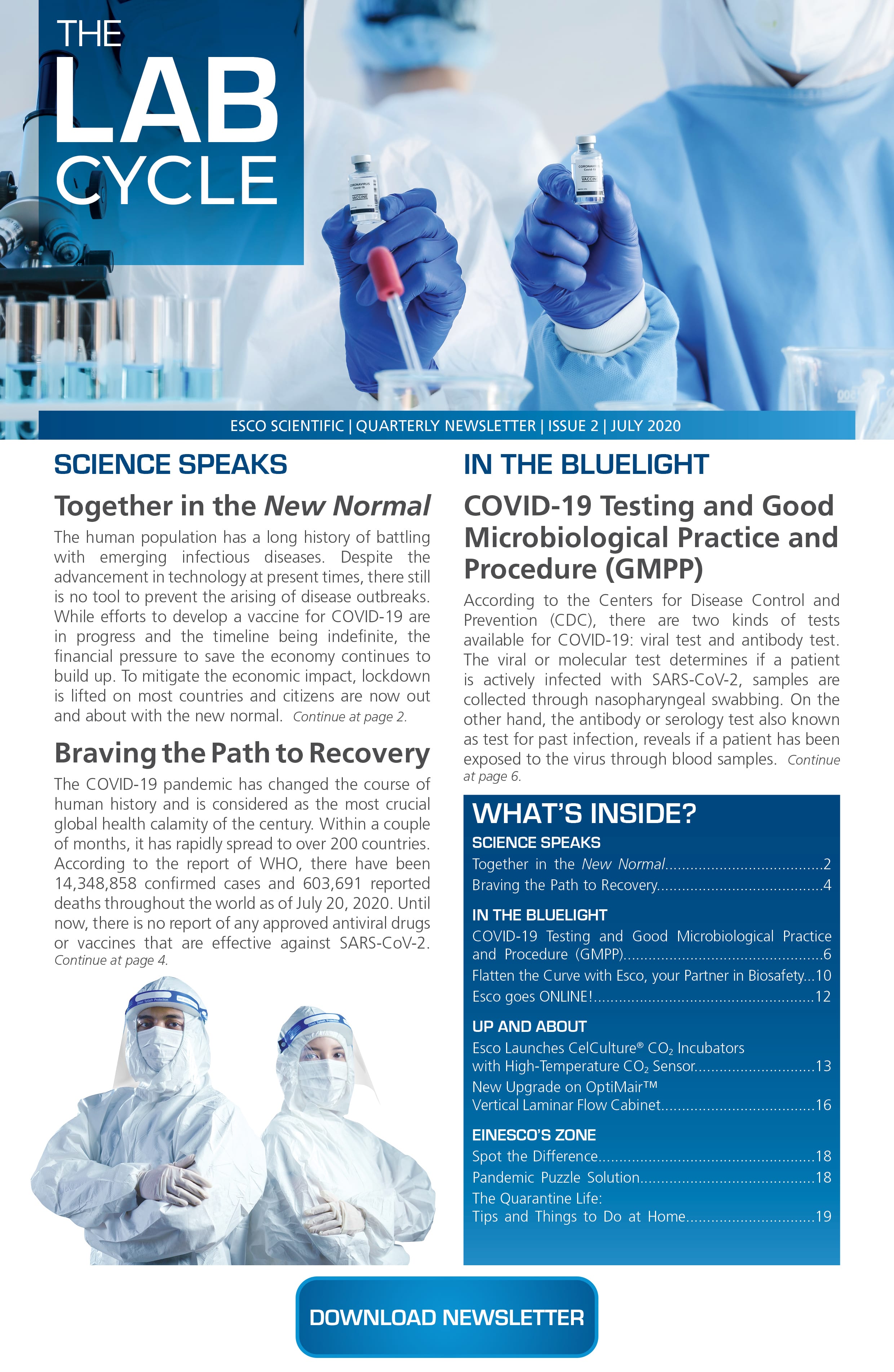 The Lab Cycle: Esco Scientific Quarterly Newsletter - Issue 2, July 2020