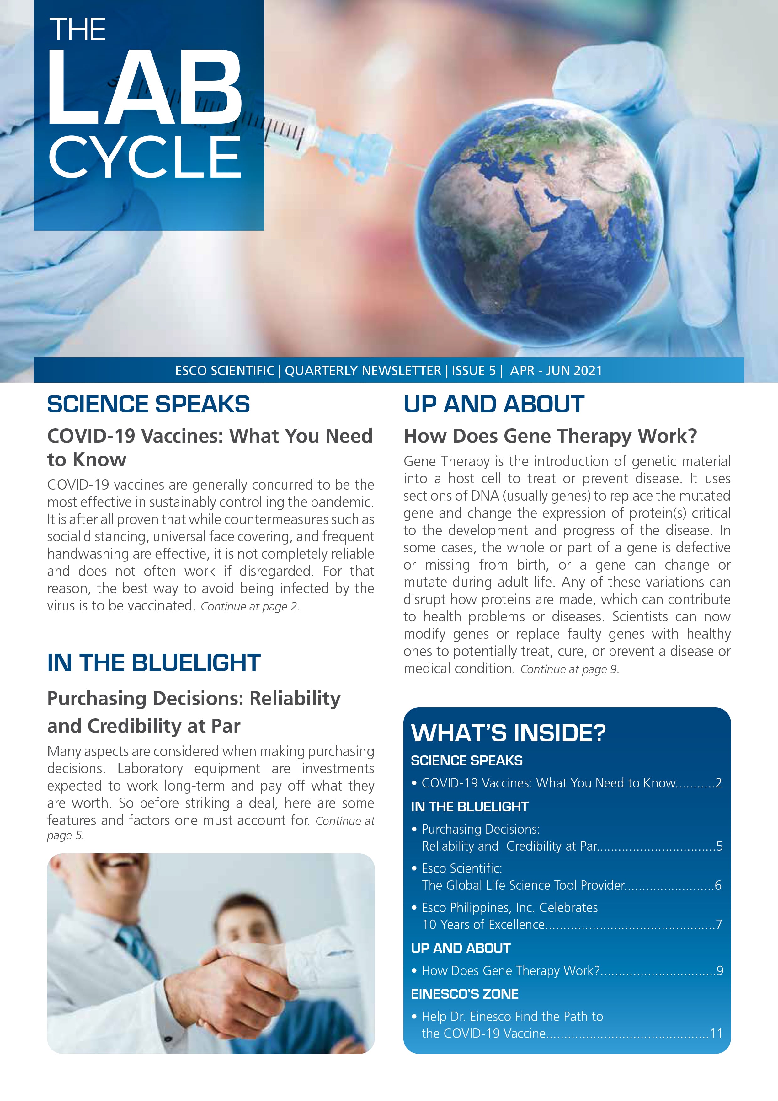 The Lab Cycle: Esco Scientific Quarterly Newsletter - Issue 5, Apr - Jun 2021