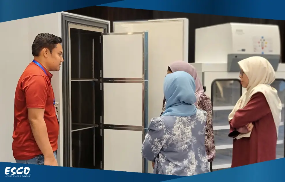 Esco Malaysia's employee showcasing the Esco products