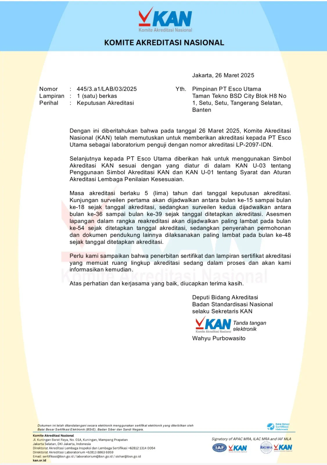 KAN Certificate