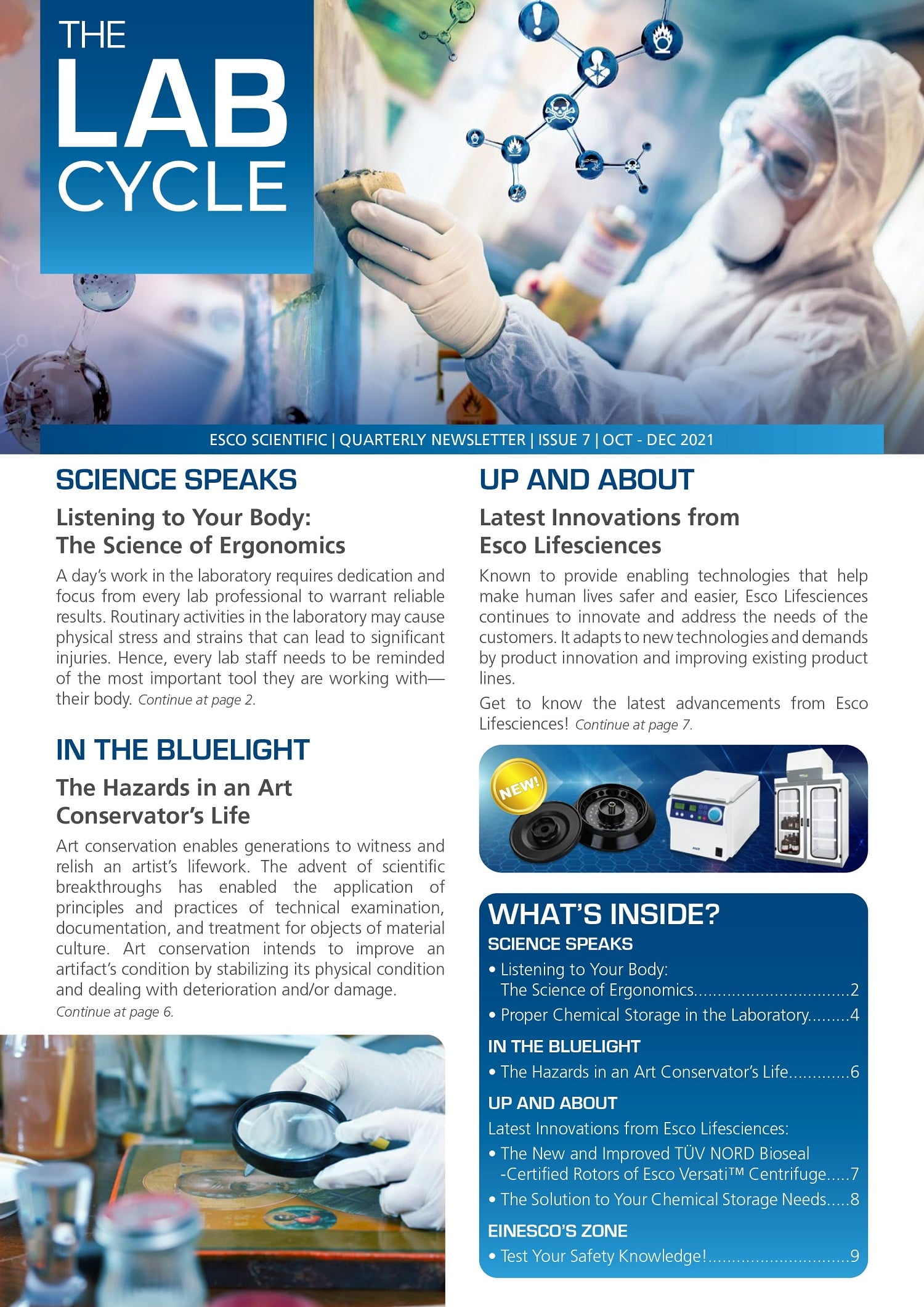 Esco Scientific’s The Lab Cycle Newsletter Issue 7