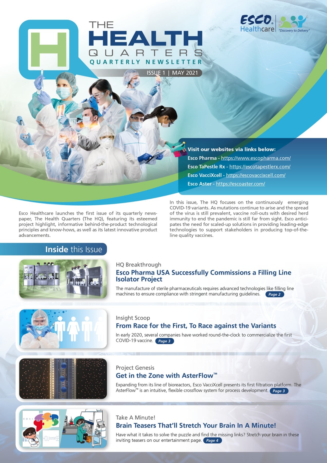 The Health Quarters: Esco Healthcare Quarterly Newsletter